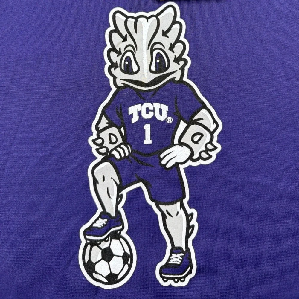 Nike TCU Horned Frogs Soccer Mascot Dri-FIT Shirt Mens XL Purple CW6680-450 NWT
